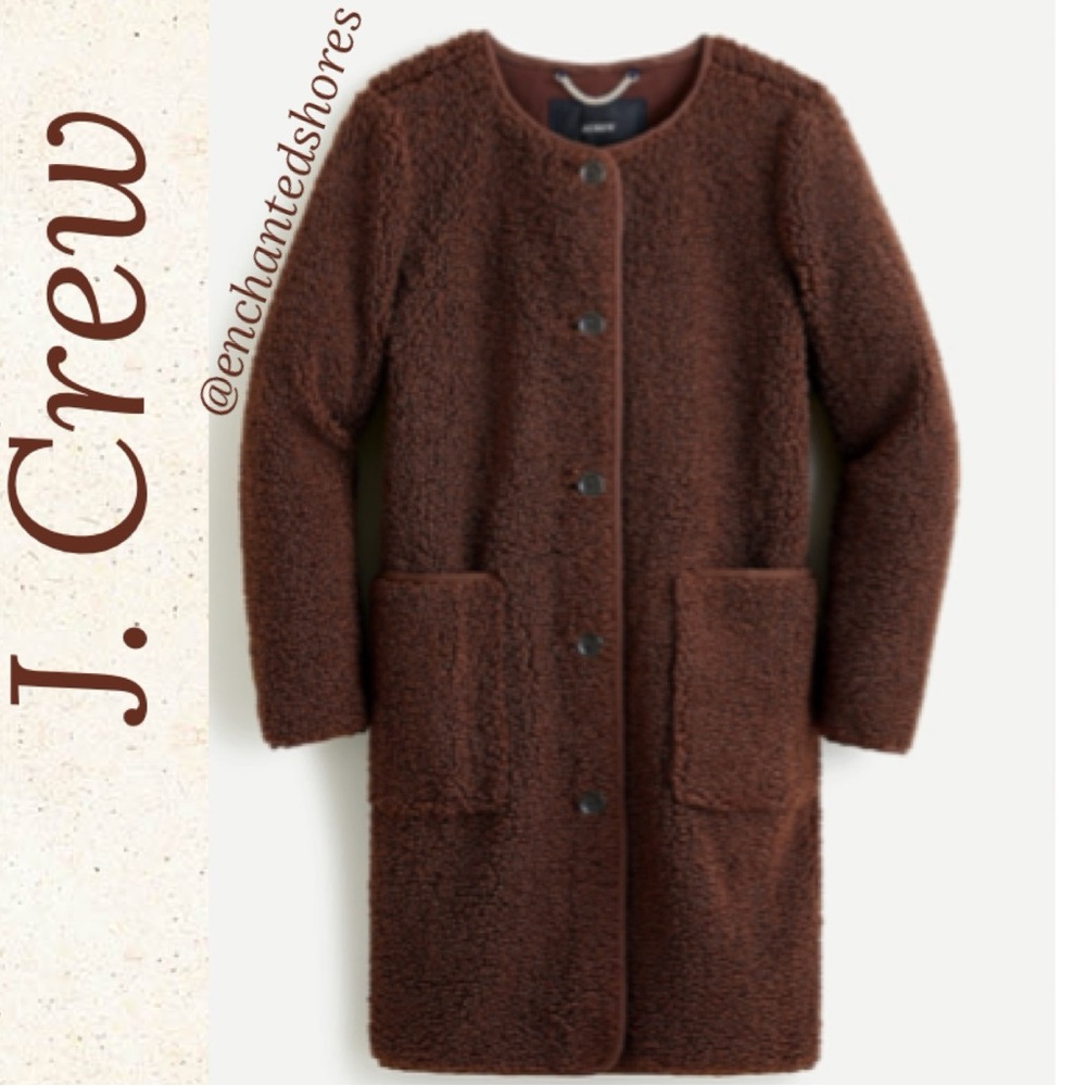 J. Crew Teddy Jacket Textured Sherpa Luxury Knit Chocolate Brown Size Medium